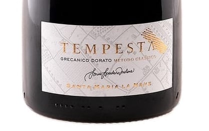 L’etichetta dello spumante Tempesta