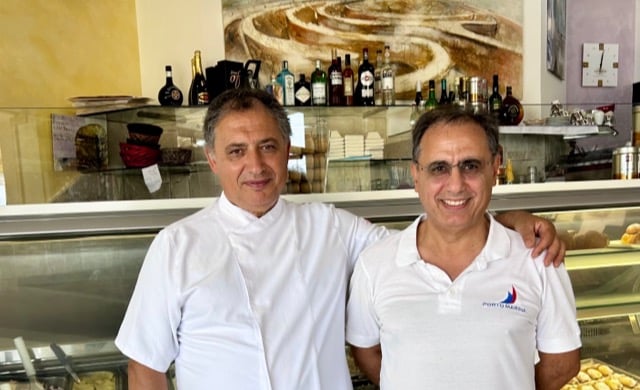 Da sinistra Cristofaro Alfieri e Giuseppe Alfieri, proprietari di Porto Marina a Castel di Tusa (ME)