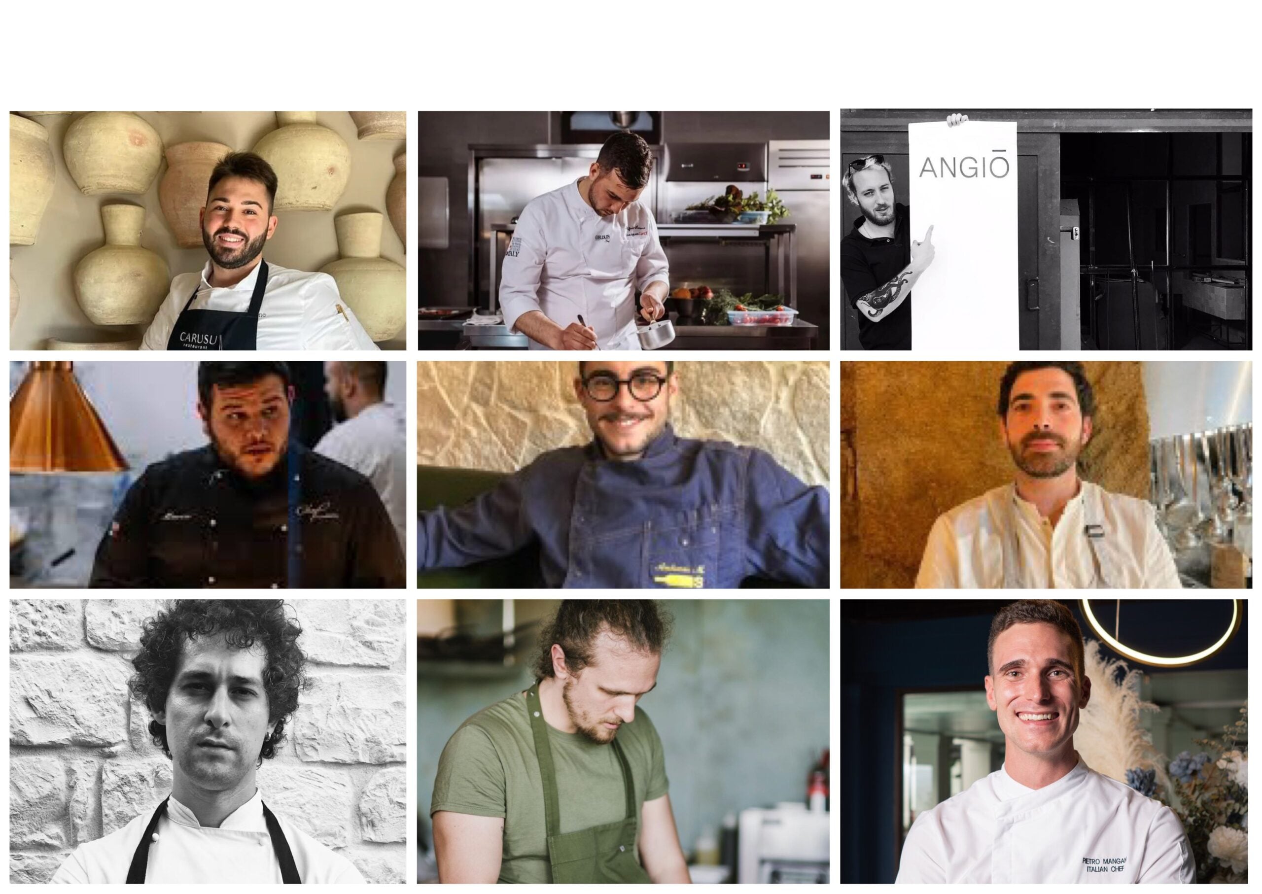 Dall’alto a sinistra Alen Mangione, Stefano Toscano e Alberto Angiolucci. Al centro da sinistra Marco Colaleo, Antonio Minuti e Angelo Gennaro. In basso da sinistra Oliver Lee Gallaro, Matteo Carnaghi e Pietro Mangani