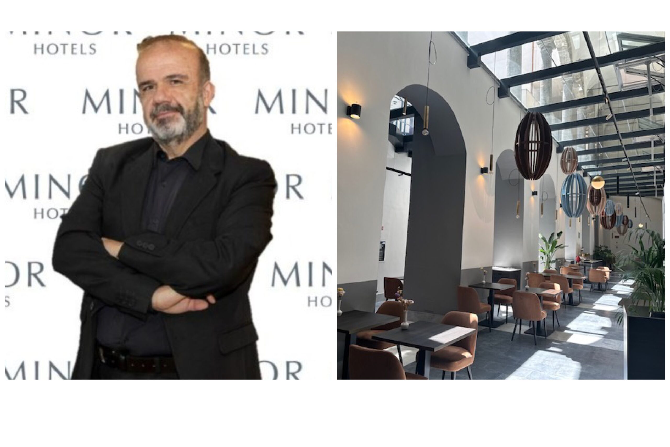 Da sinistra Giuliano Maffi, General manager NH Palazzo Sitano e un’immagine del nuovo hotel