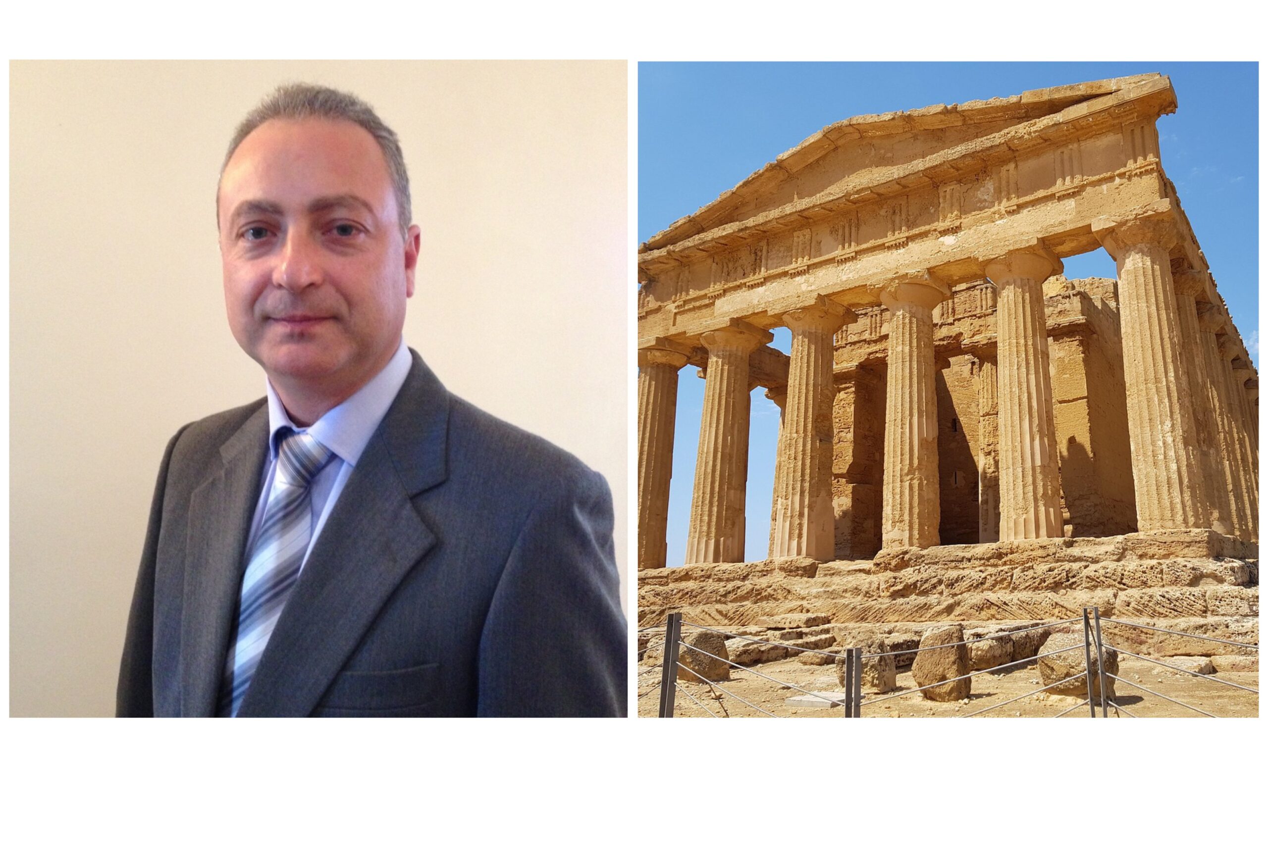 Da sinistra Giacomo Manzo, presidente della Sezione Sicilia di Assoenologi e la Valle dei Templi