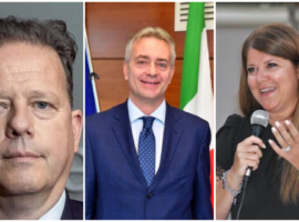 Da sinistr FederIco Bricolo, presidene di Veronafiere, Gianluca Gallo assessore all’agricoltura della Regione Calabria, e la direttrice generale di Arsac Fulvia Michela Caligiuri