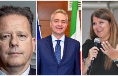 Da sinistr FederIco Bricolo, presidene di Veronafiere, Gianluca Gallo assessore all’agricoltura della Regione Calabria, e la direttrice generale di Arsac Fulvia Michela Caligiuri
