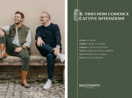 Da sinistra Grégoire Desforges, Dante Bonacina e il manifesto lanciato da Baglio di Pianetto