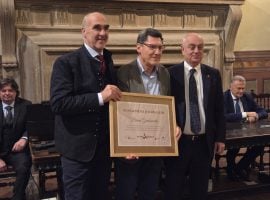 Wine&Siena, la premiazione di Bruno Gambacorta, l’ideatore di Tg2 Eat parade