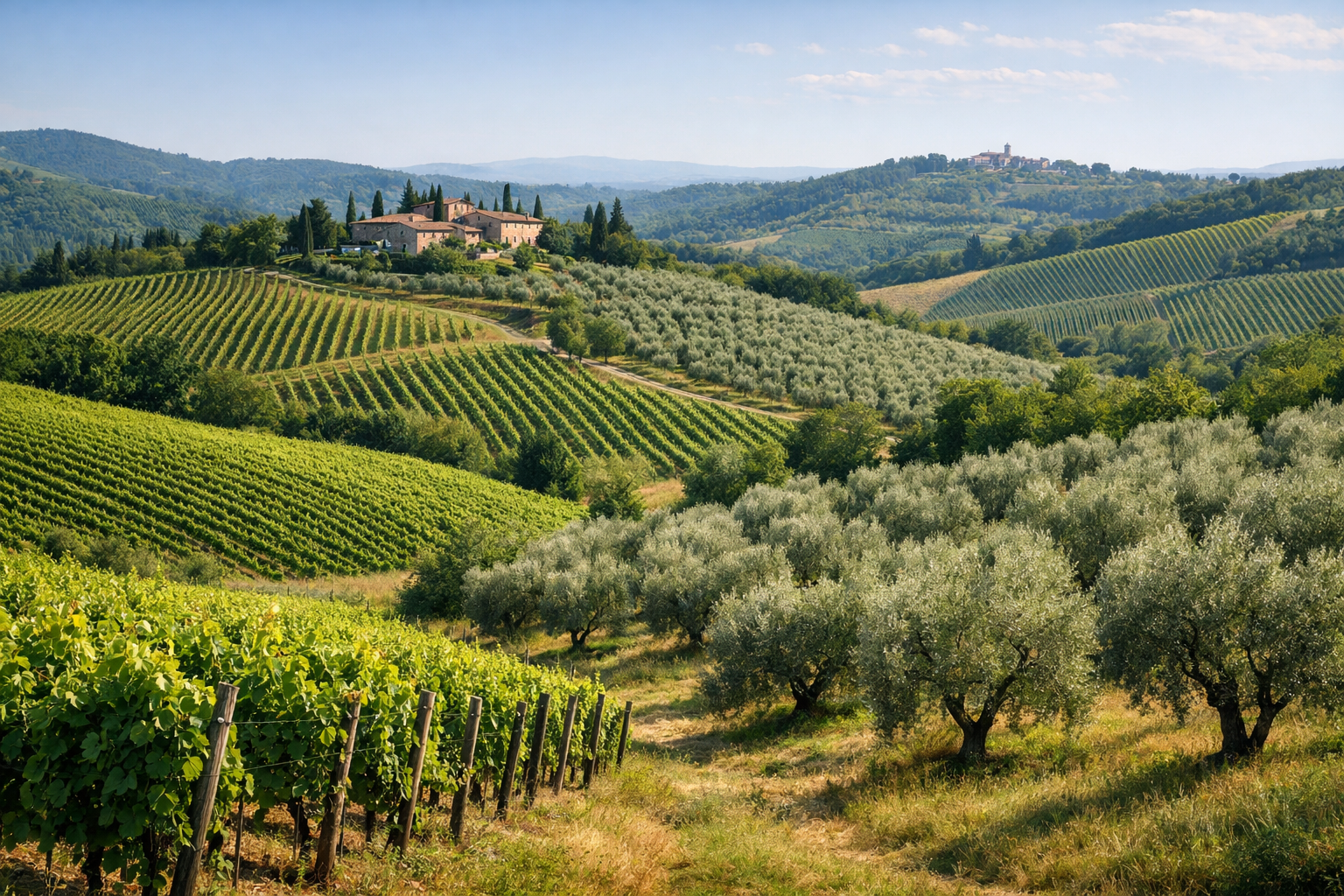 Vigneti e uliveti nel Chianti