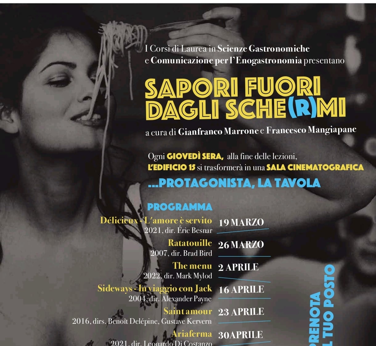 La locandina della rassegna di film sul discorso gastronomico contemporaneo