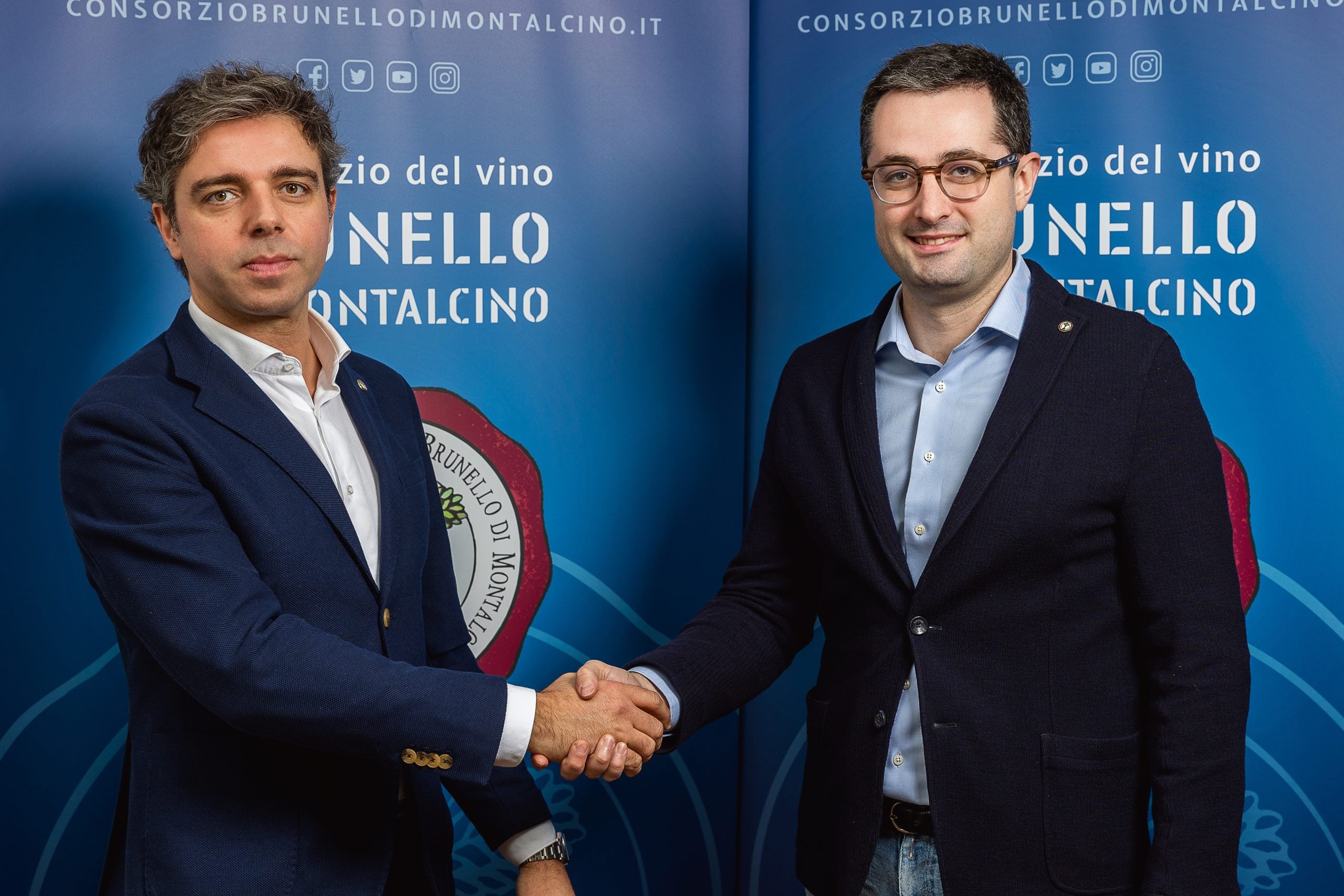 Da sinistra Guglielmo Ascheri, il nuovo direttore del Consorzio del vino Brunello di Montalcino, e Giacomo Bartolommei presidente dell’ente consortile