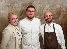 Da sinistra la sommelier Chiara Toro, lo chef Onofrio Pagnotto e il sommelier Giulio Di Stefano