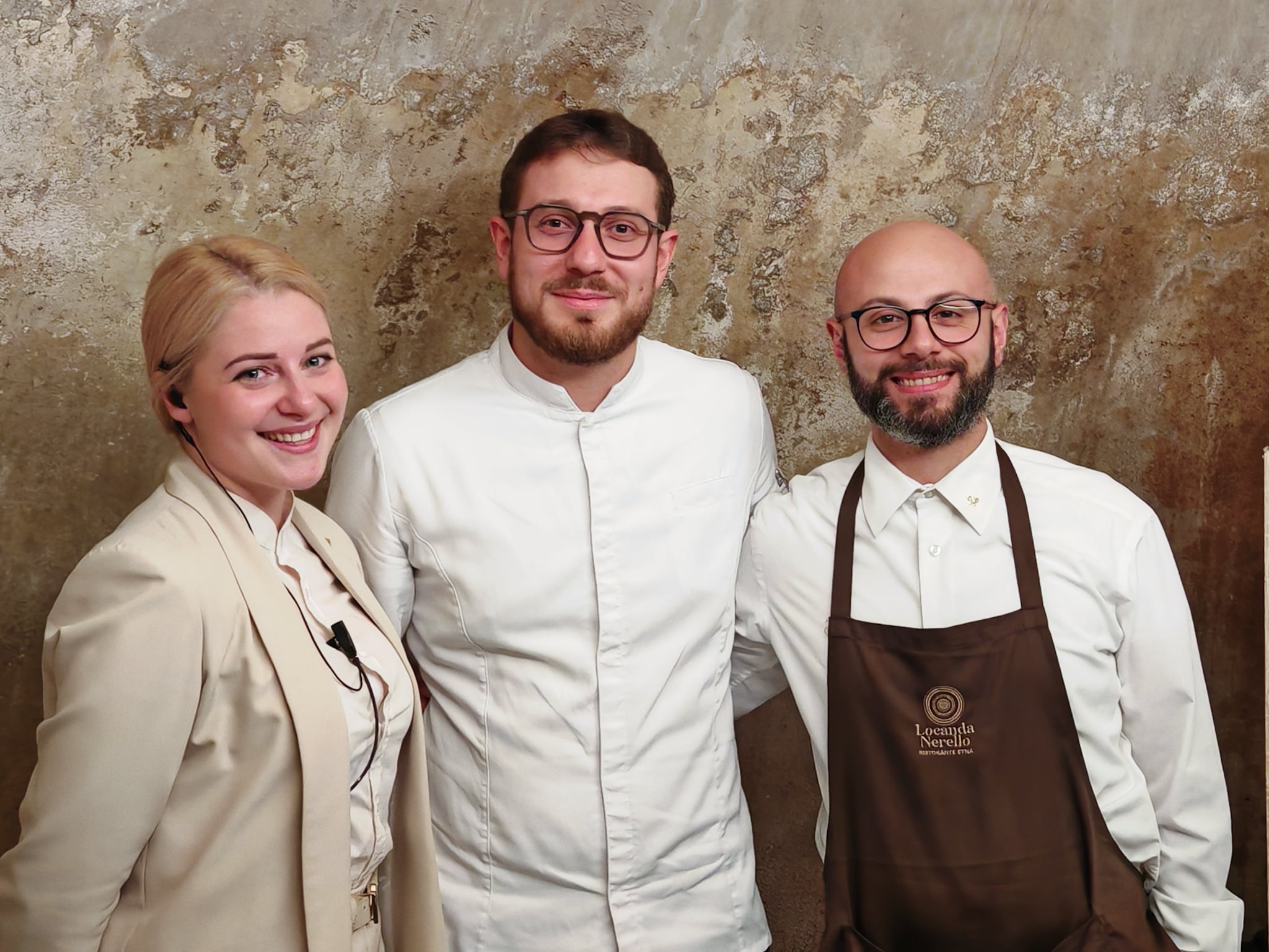 Da sinistra la sommelier Chiara Toro, lo chef Onofrio Pagnotto e il sommelier Giulio Di Stefano