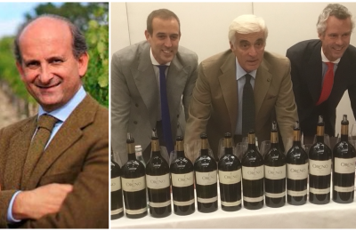 Da sinistra Lamberto  Frescobaldi e la famiglia Moretti Cuseri: Antonio (al centro) con i figli Amedeo (a sinistra) ed Alberto
