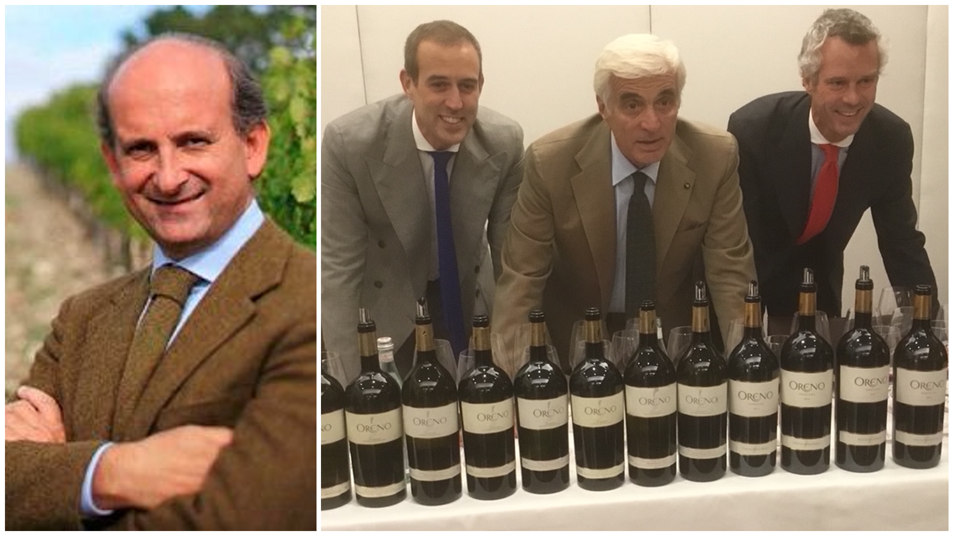 Da sinistra Lamberto  Frescobaldi e la famiglia Moretti Cuseri: Antonio (al centro) con i figli Amedeo (a sinistra) ed Alberto