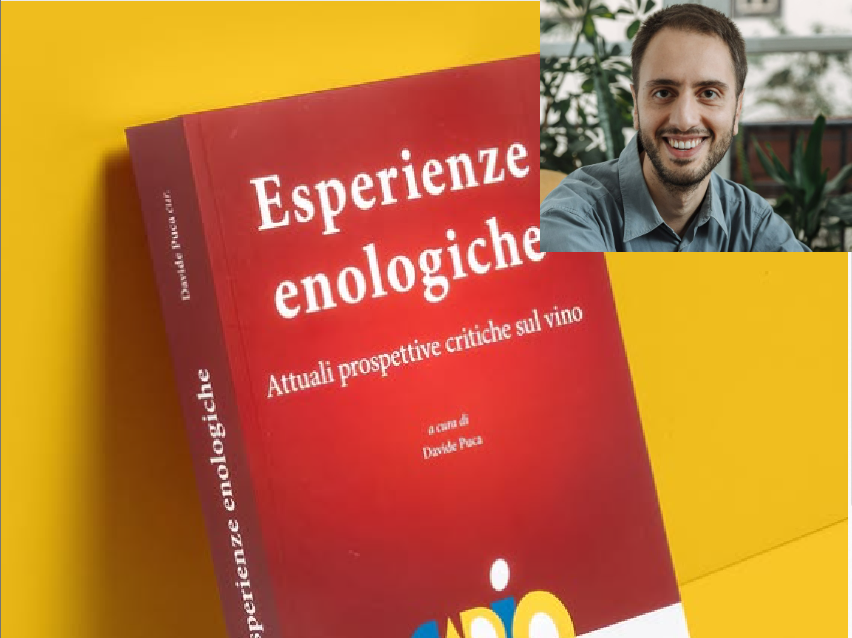 Esperienze enologiche. La copertina del libro e Davide Puca nel riquadro