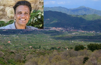 Panorama di Linguaglossa e Diego Cusumano nel riquadro