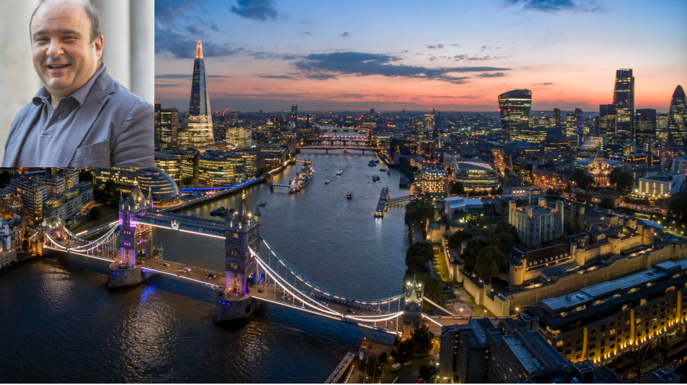 Veduta di Londra e Bongarrà nel riquadro
