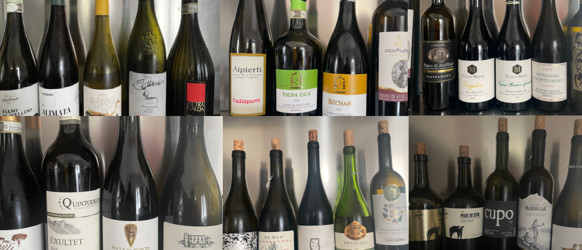 Fiano, batteria di vini