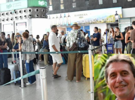 Folla di viaggiatori nell’aeroporto di Catania (fotocredit lasicilia.it) e Schuler nel riquadro